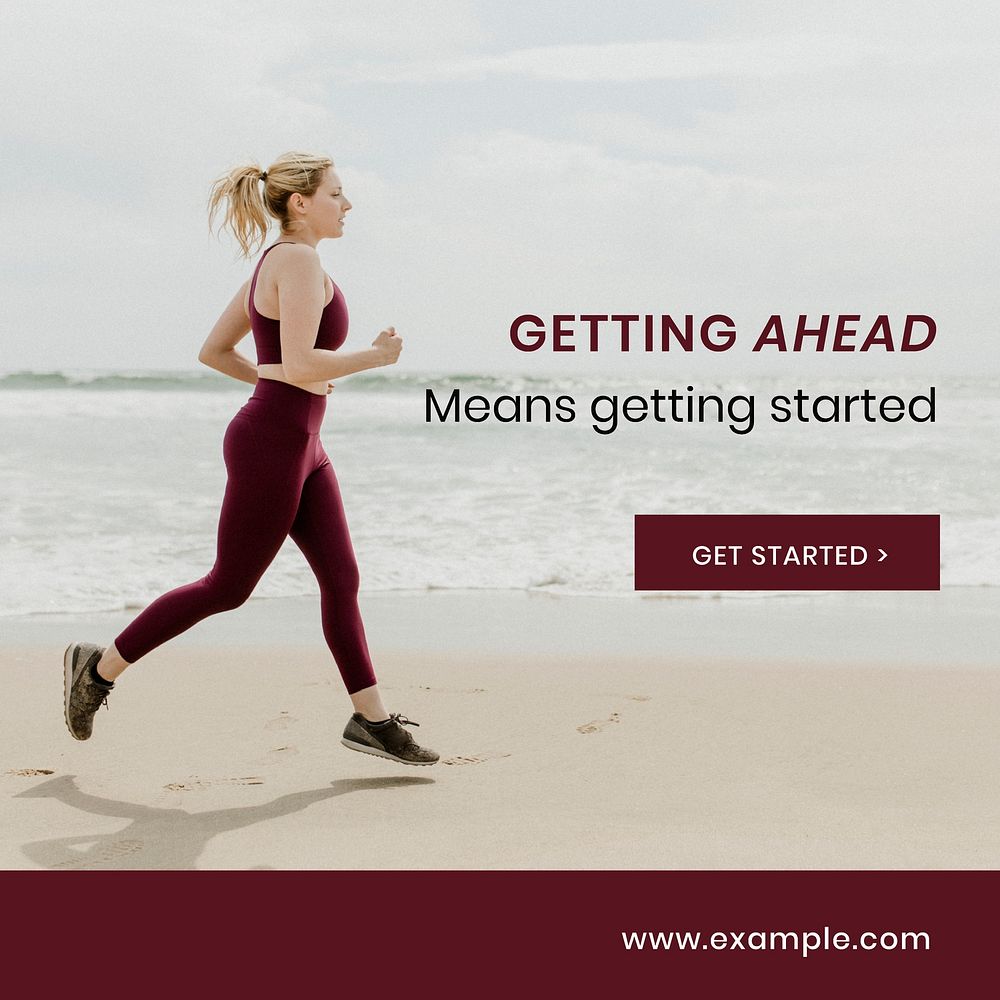Jogging woman Instagram post template, wellness ad vector