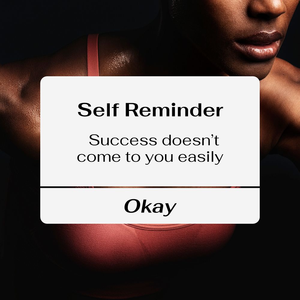 Self reminder Instagram post template, sports quote vector
