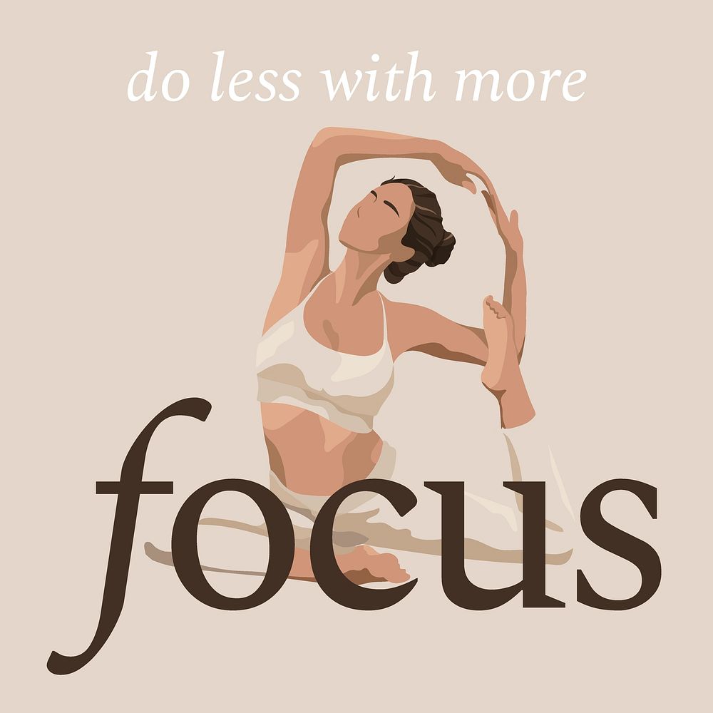 Yoga aesthetic Instagram post template, health and wellness quote vector