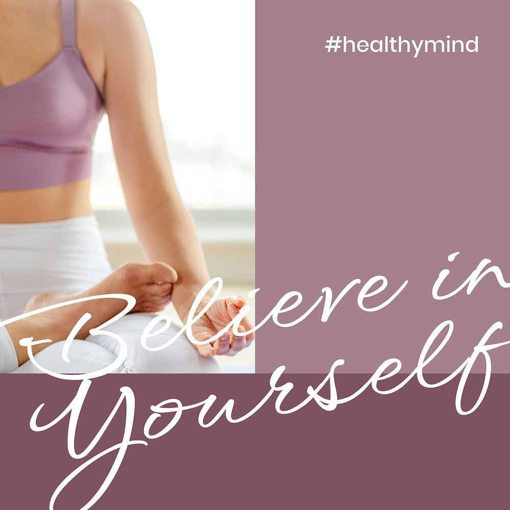 Inspirational wellness Instagram post template, believe in yourself quote vector