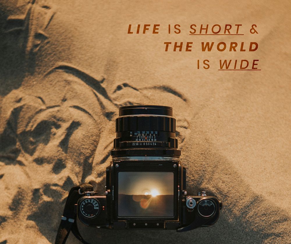Life is short and the world is wide, travel blog website template vector
