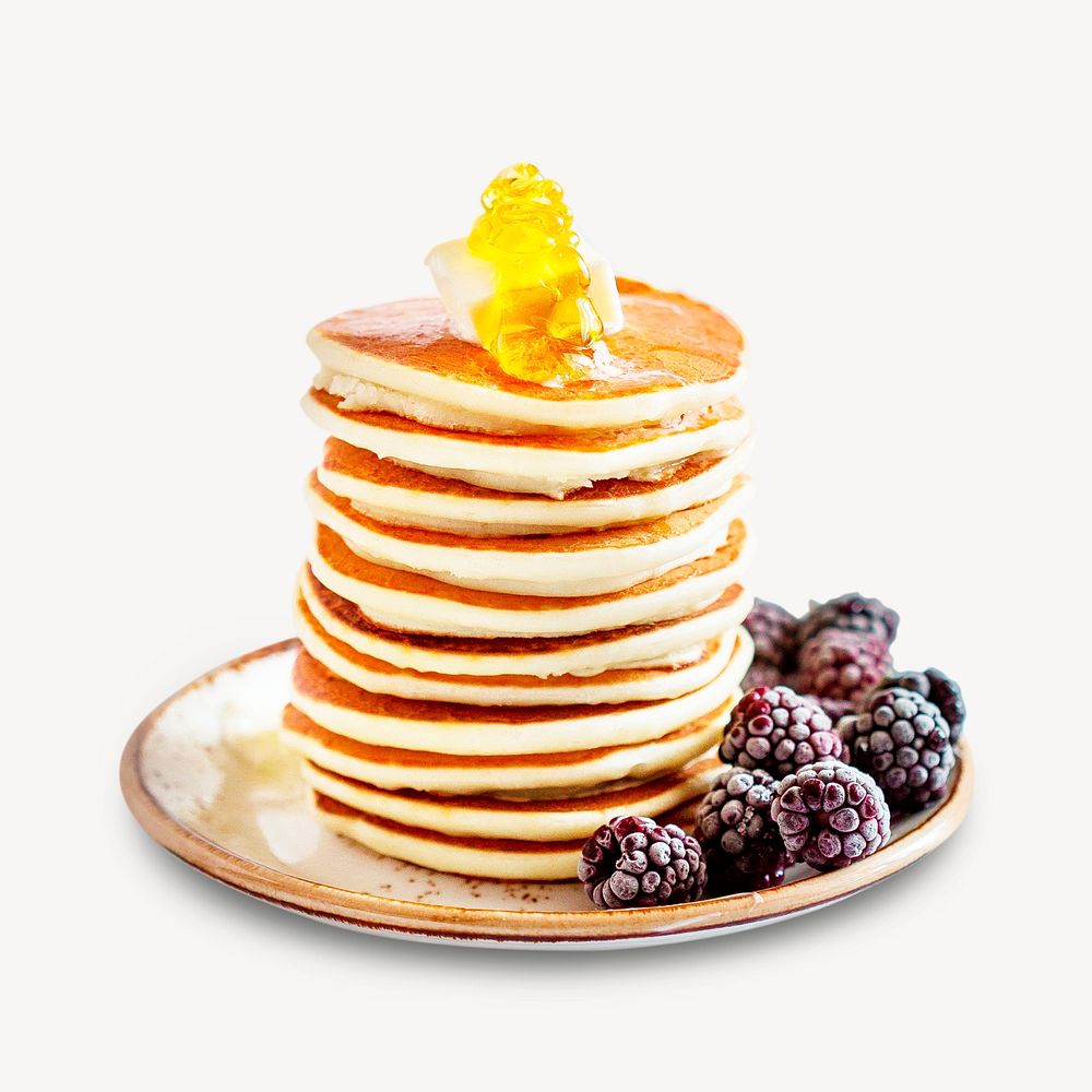 Delicious pancakes sticker, breakfast food image psd