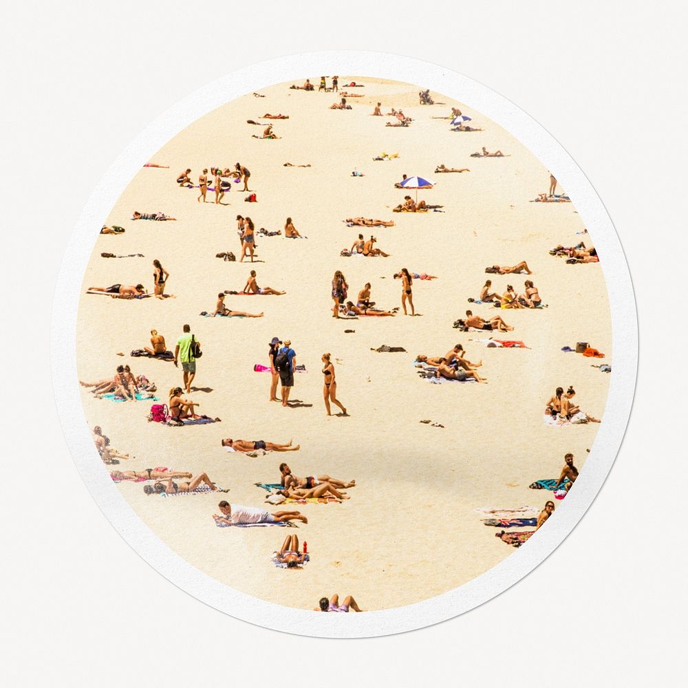 People at the beach in circle frame, Summer image