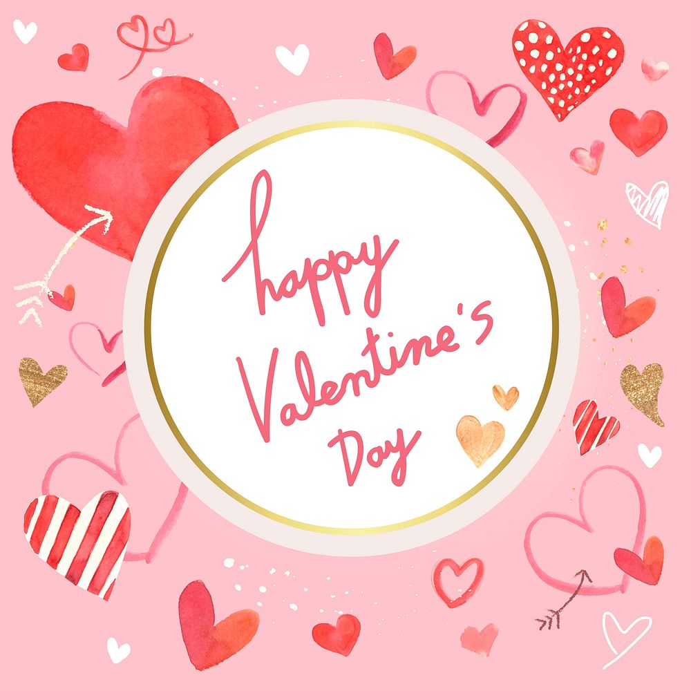 Happy valentine day greeting card psd social media template