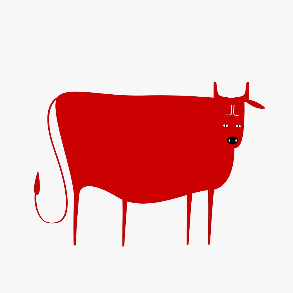 Traditional Chinese Ox red psd cute zodiac sign design element