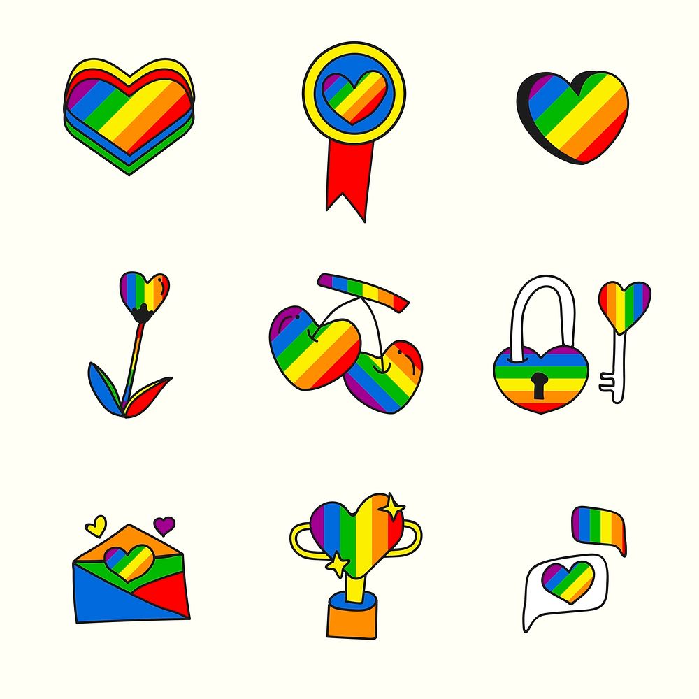 Rainbow heart design collection vectors