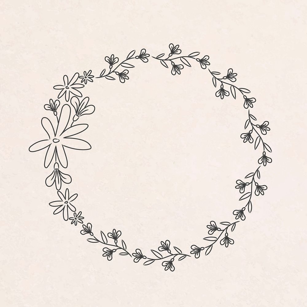 Cute doodle floral wreath illustration