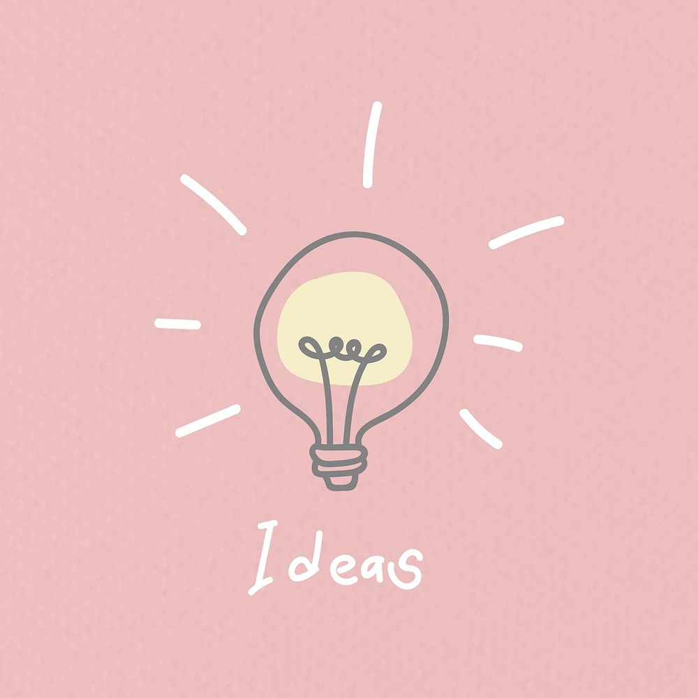 Doodle light bulb vector illustration on pink background