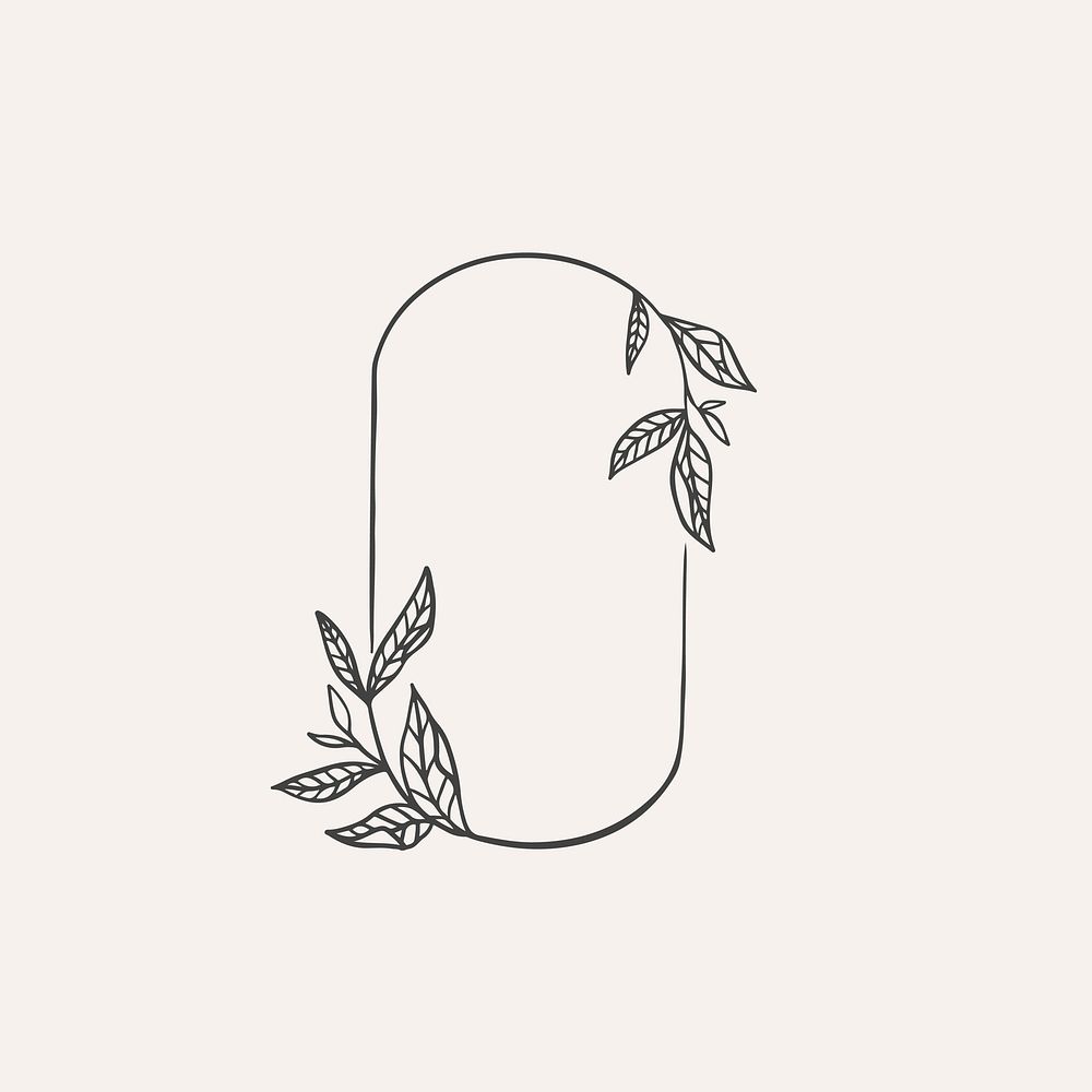 Oval botanical frame element vector