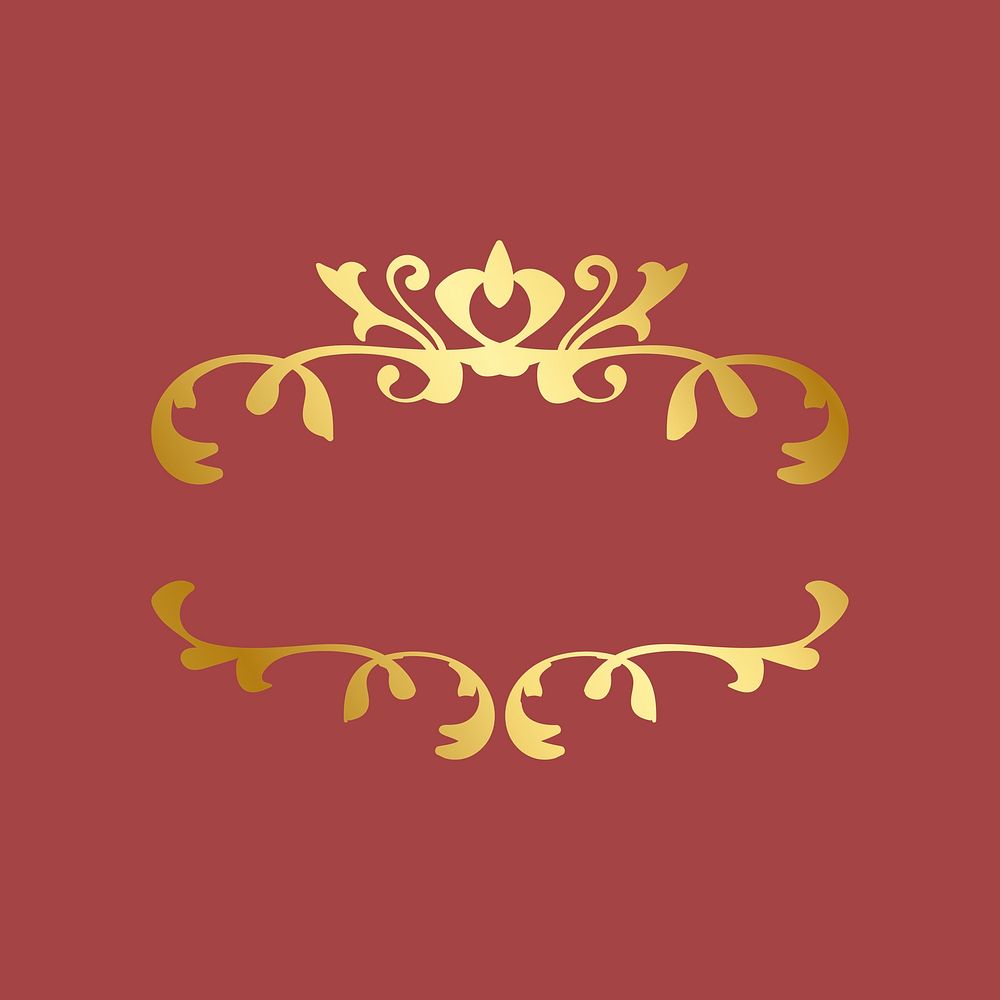 Golden vintage ornamental frame vector in red