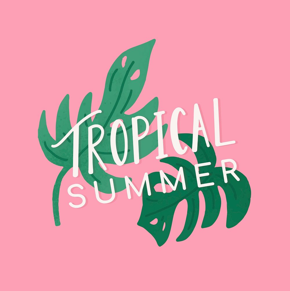 Pink tropical summer design vector