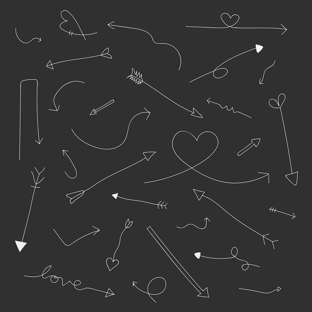 White doodle arrow vector collection