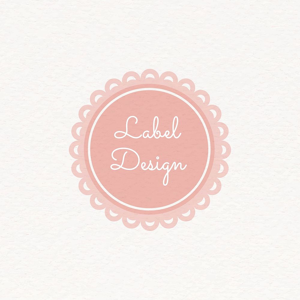Pink round label design vector