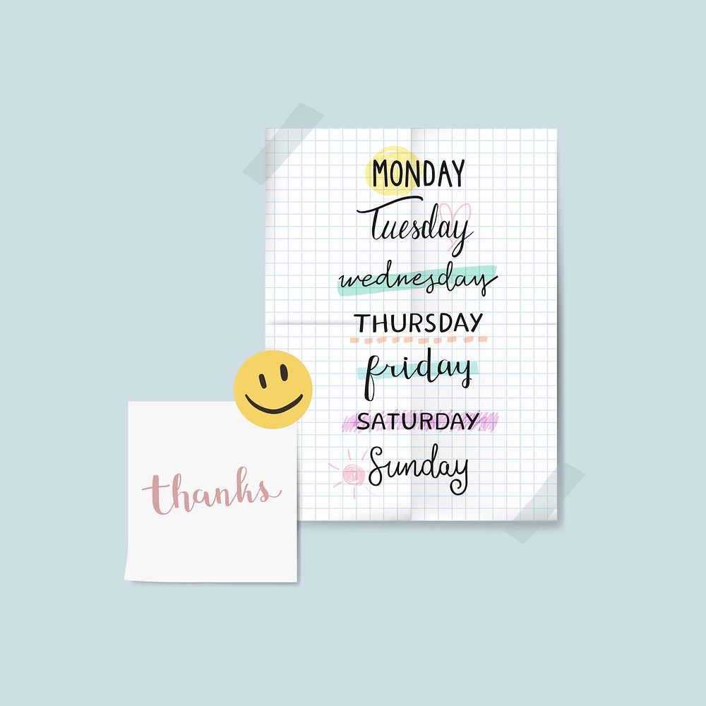Cute everyday notices psd happy face