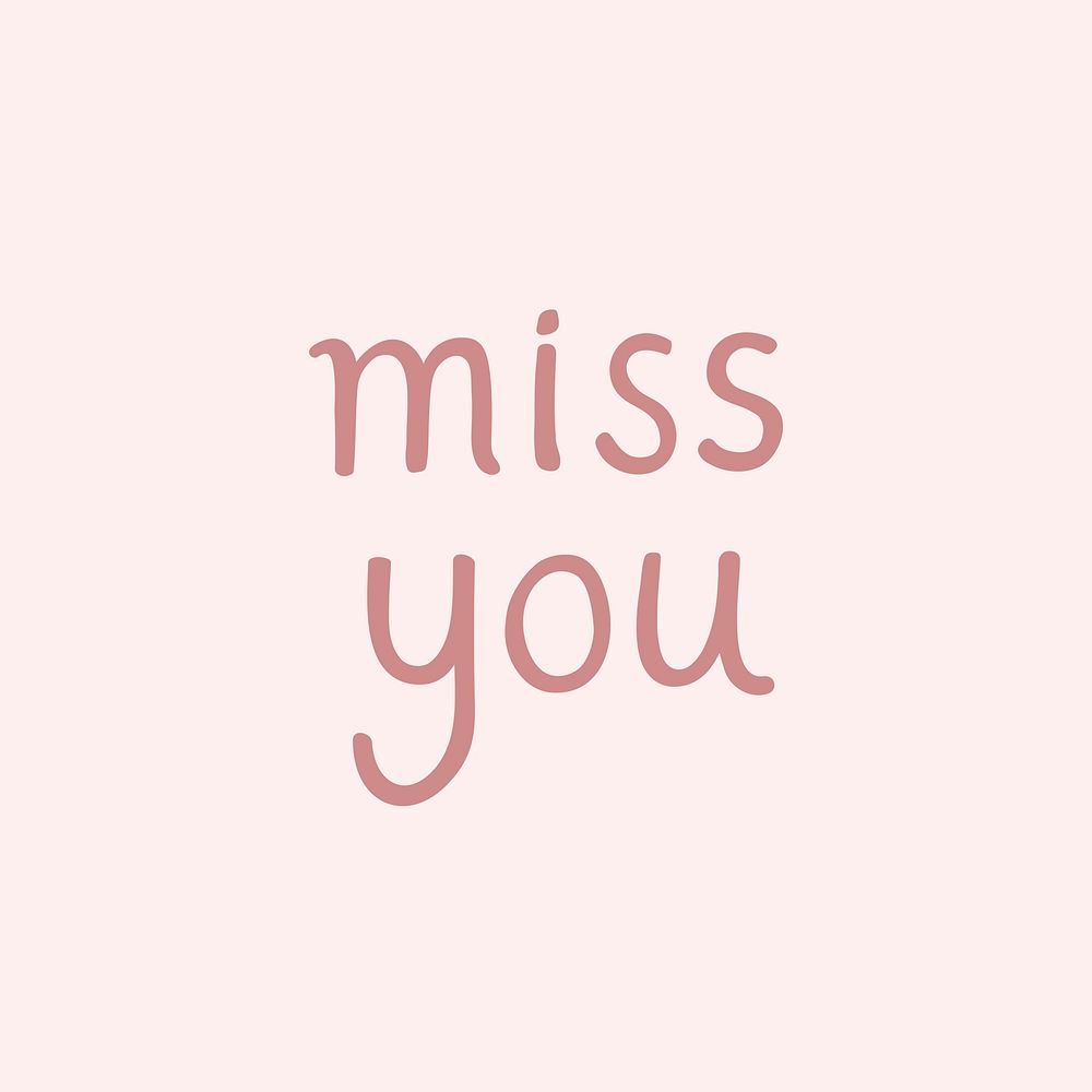 Miss you typography psd doodle design element