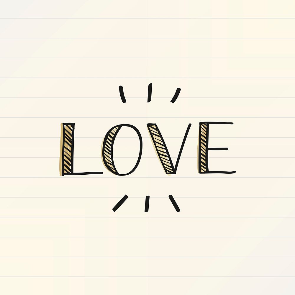 Love typography sticker psd design element