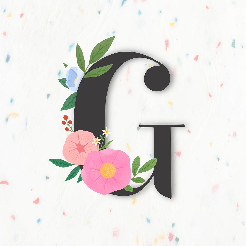 Elegant floral letter G vector