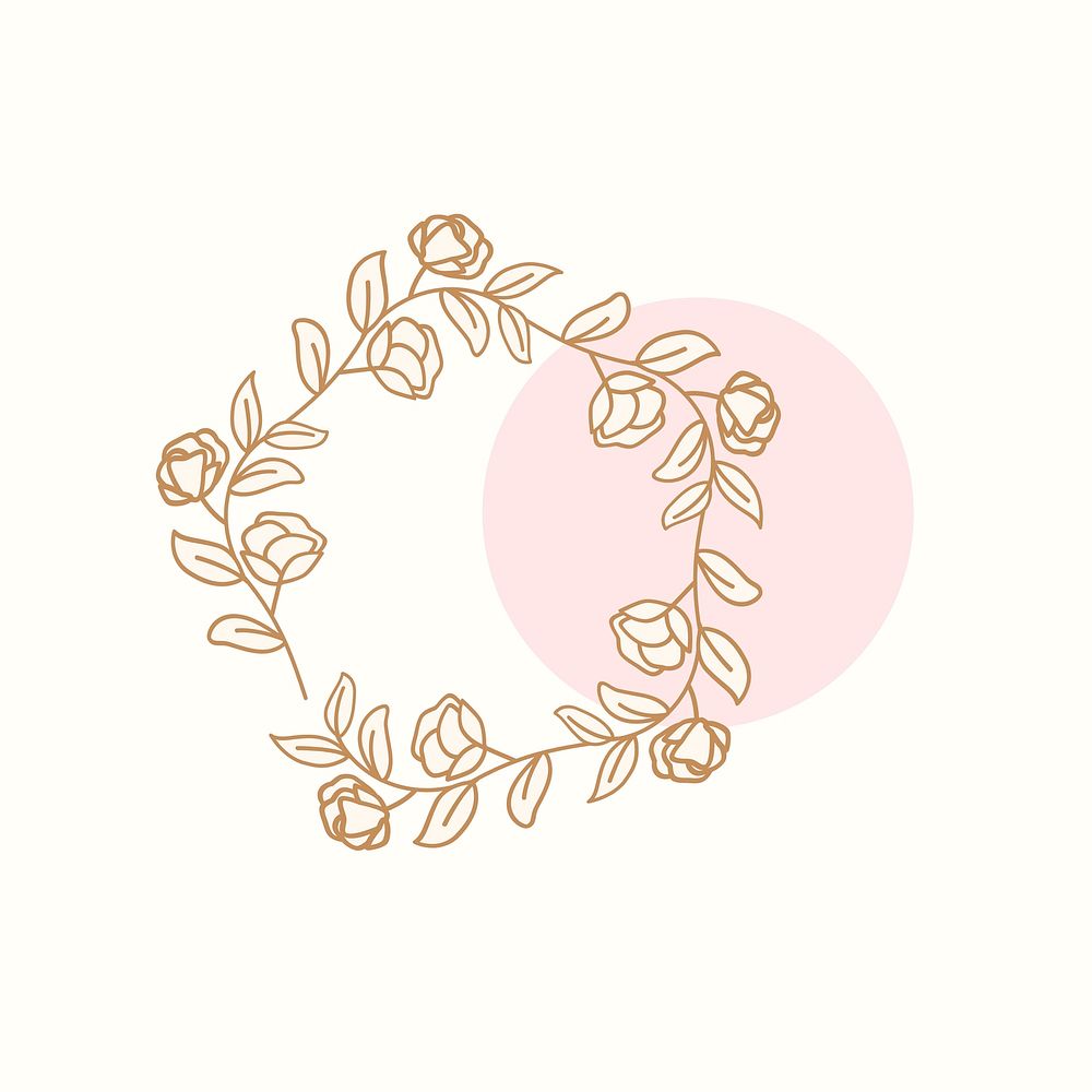 Floral doodle wreath design vector