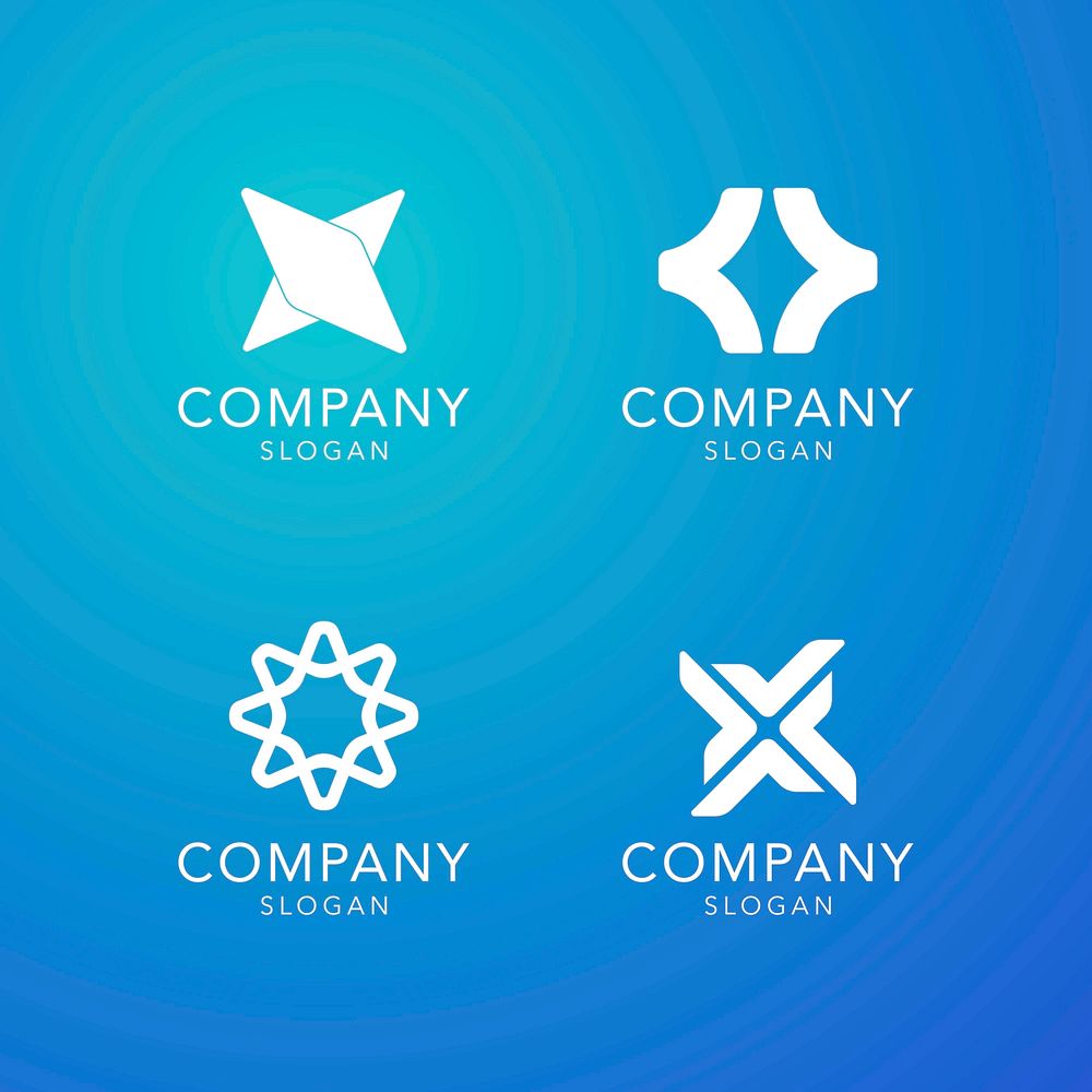 Blue company slogan collection vector