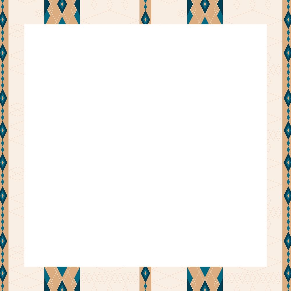 Beige seamless geometric patterned frame vector