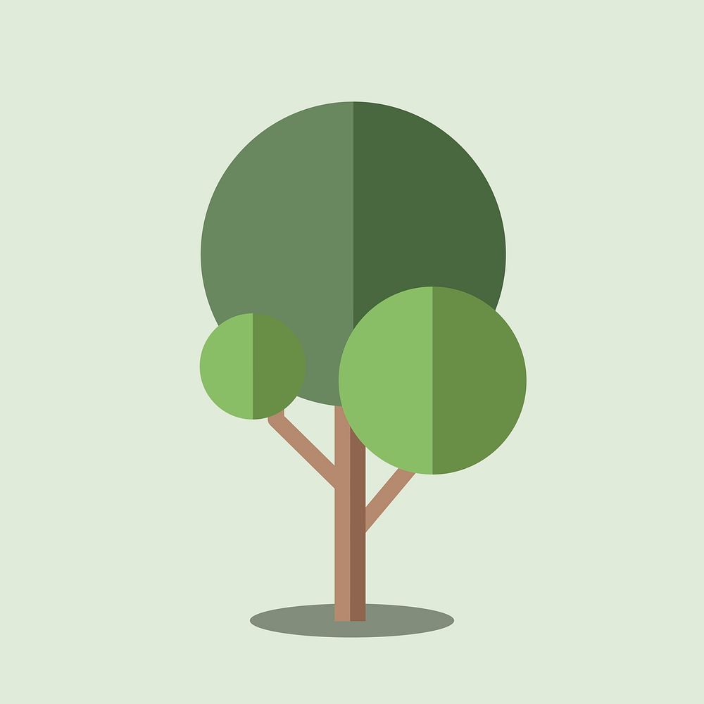 Green botany round flat tree vector