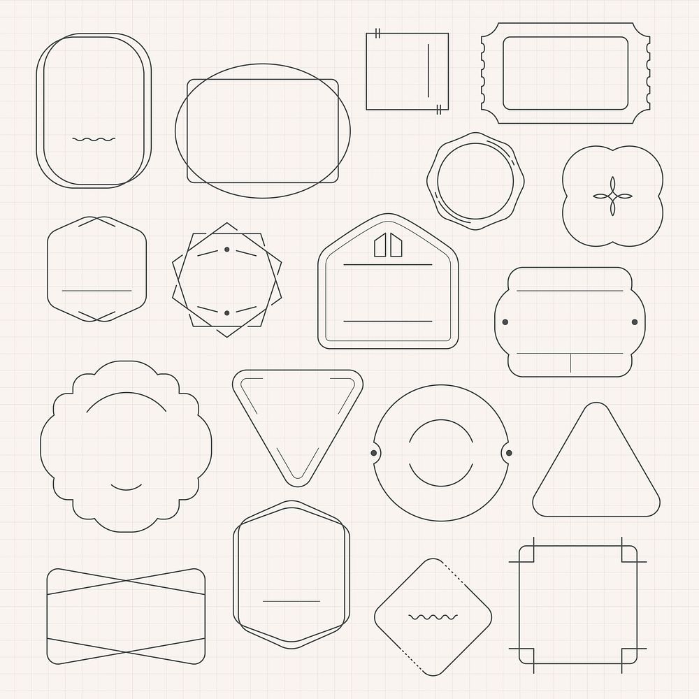 Blank minimal badge design vector set