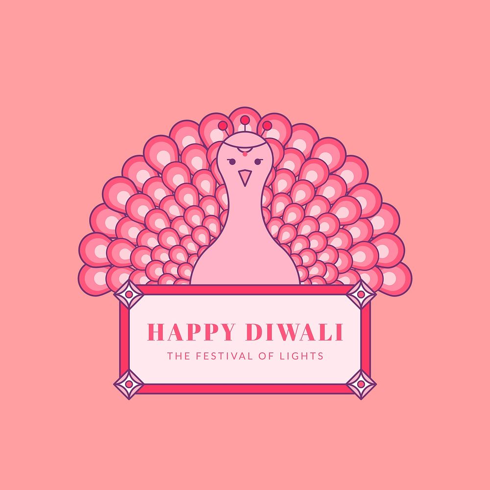 Happy Deepavali, the festival of lights background with peacock vector
