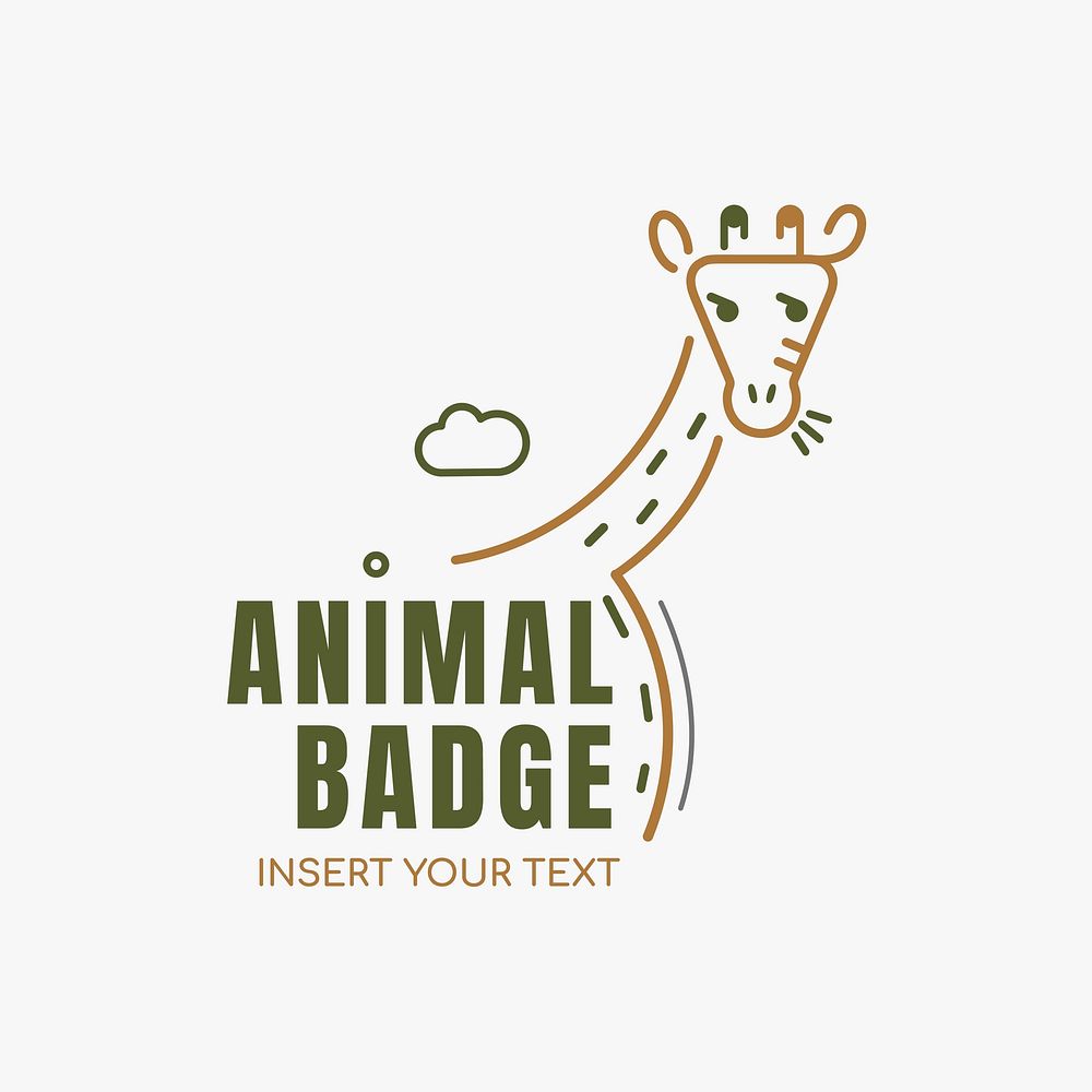 Cute giraffe badge element vector