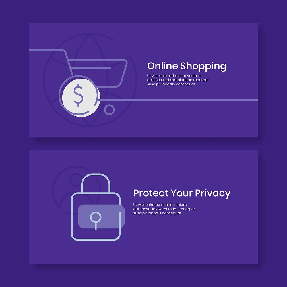 Online payment design element banners vector set