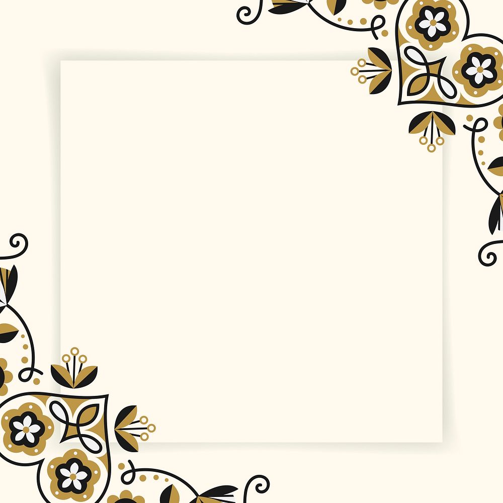 Brown folk art design element frame vector