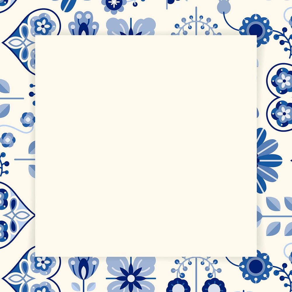 Folk art patterned frame template vector