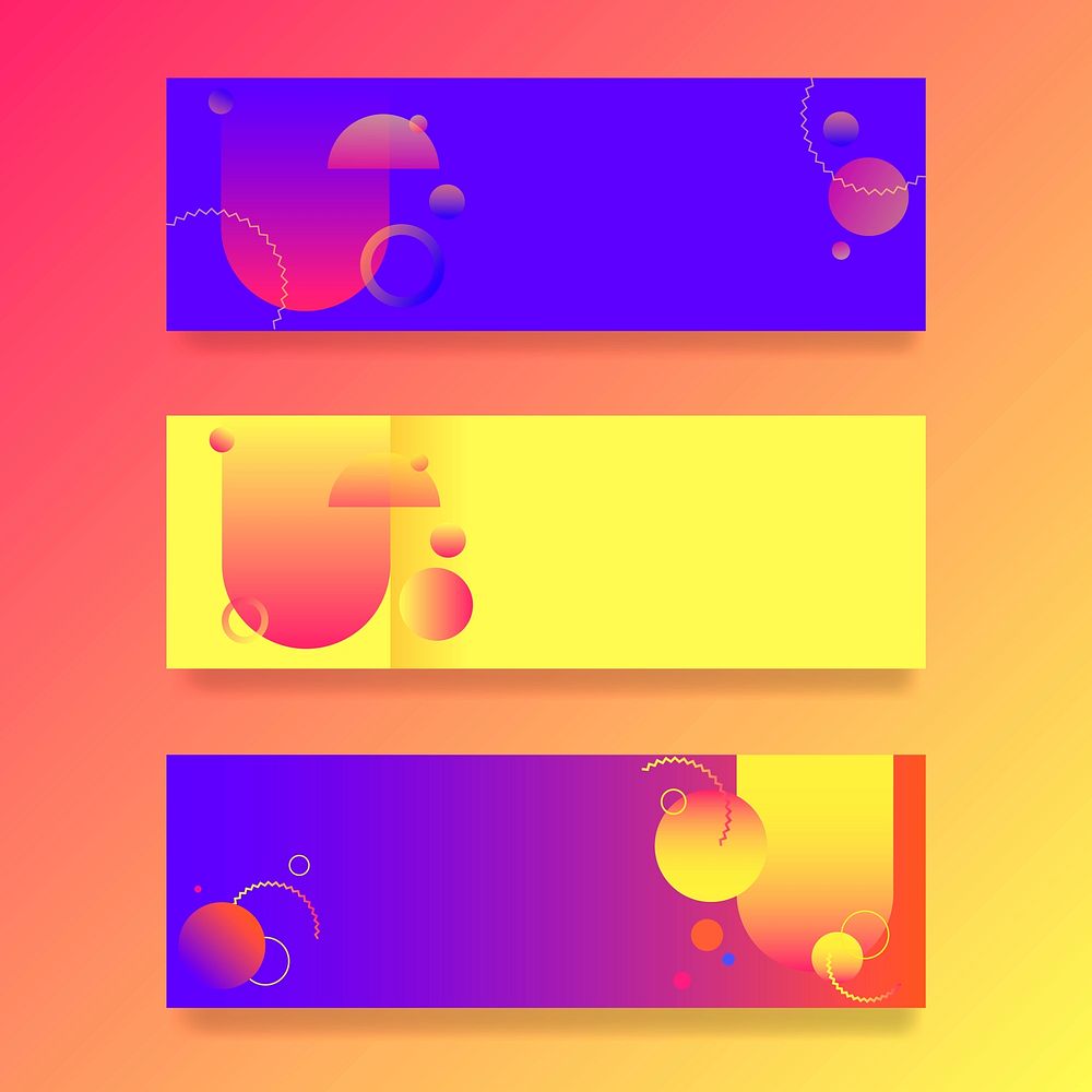 Colorful gradient banner vector set