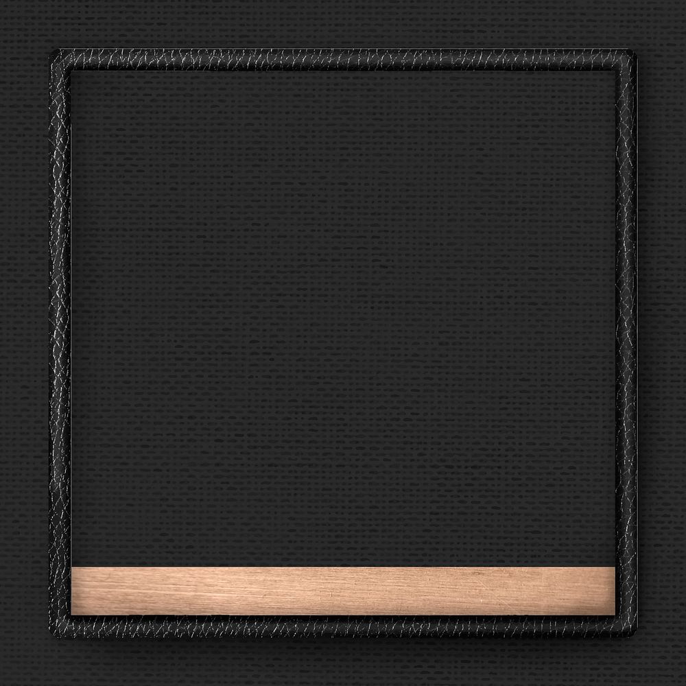Black leather frame on black fabric texture background vector