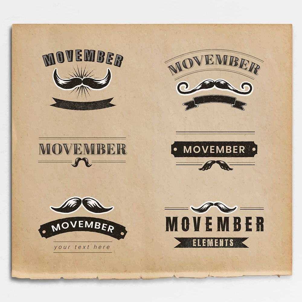 Movember badge design vector set