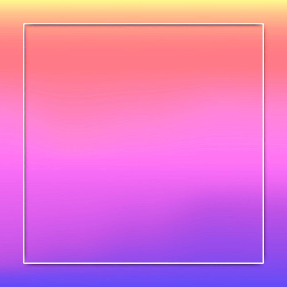 White frame on blue and pink holographic pattern background vector