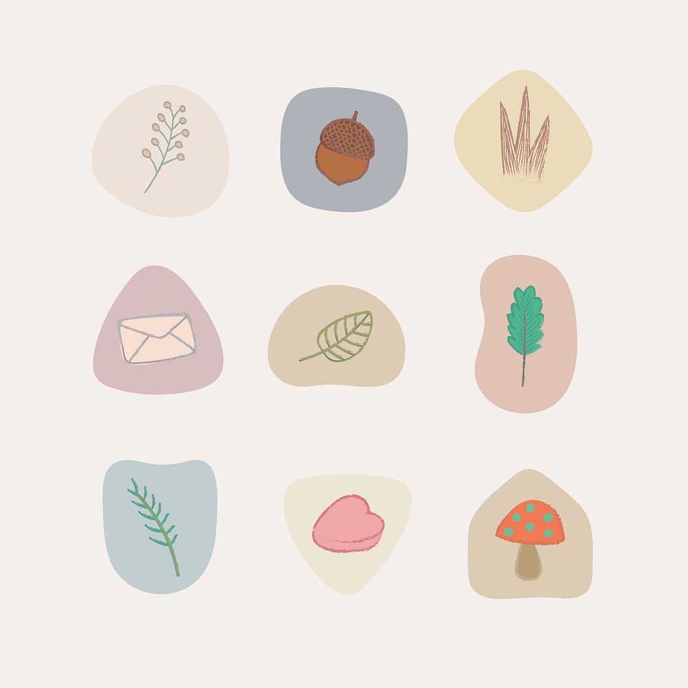 Cute autumn doodles icon set