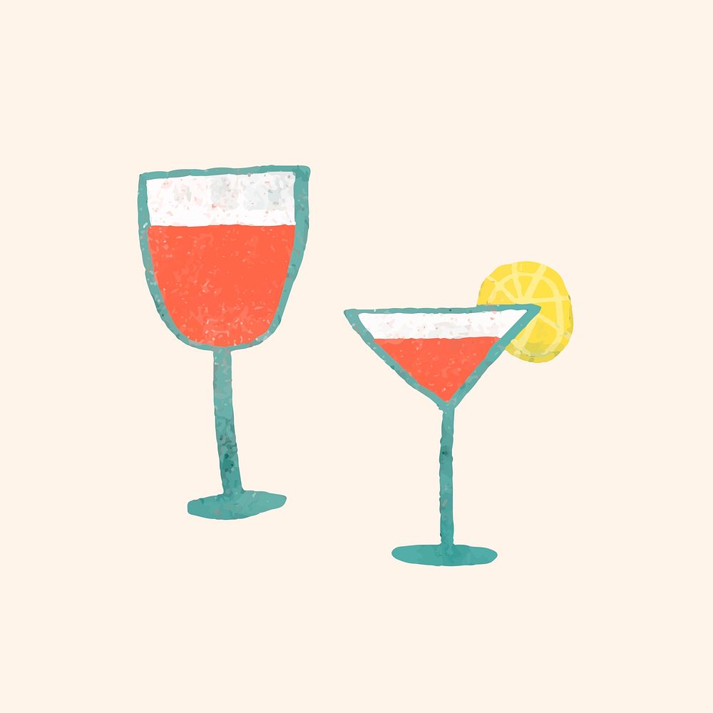 Alcoholic drinks doodle element vector