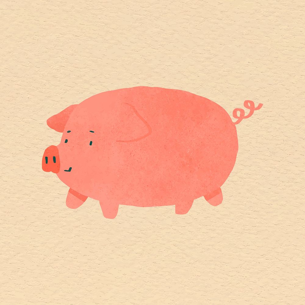 Hand drawn pig on beige background vector