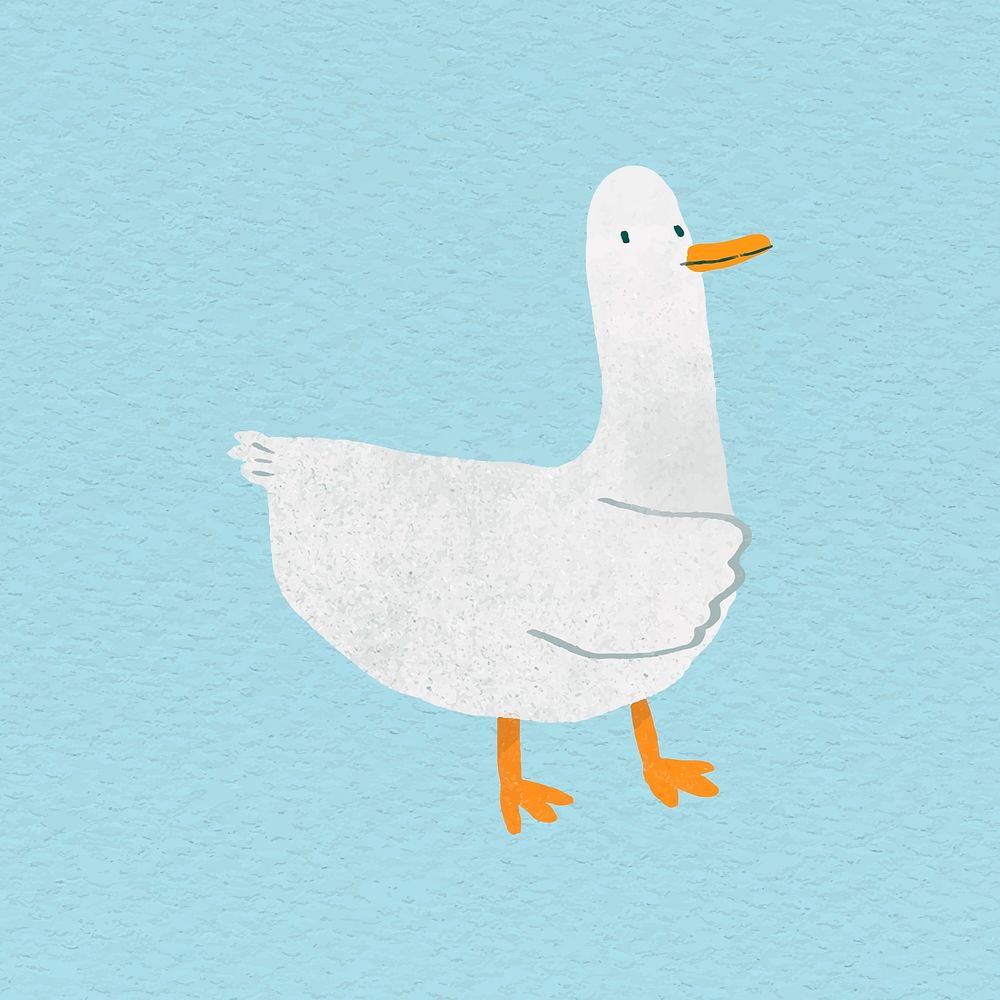 Hand drawn duck on blue background vector