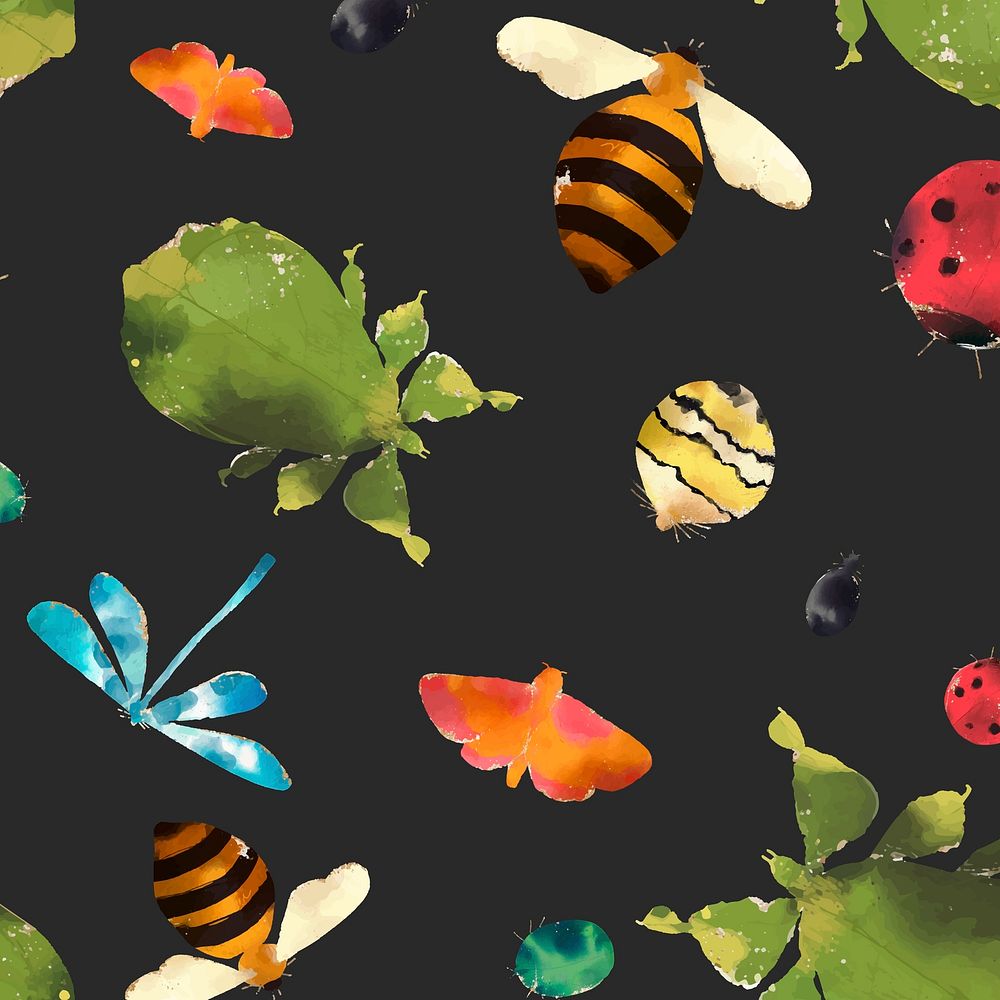 Insects watercolor collection vector