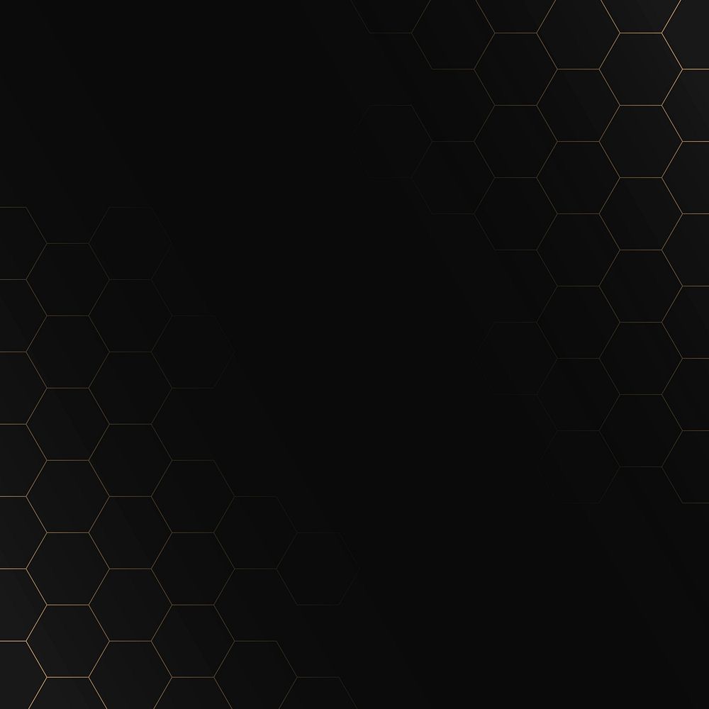 Seamless gold hexagon grid pattern on black background vector