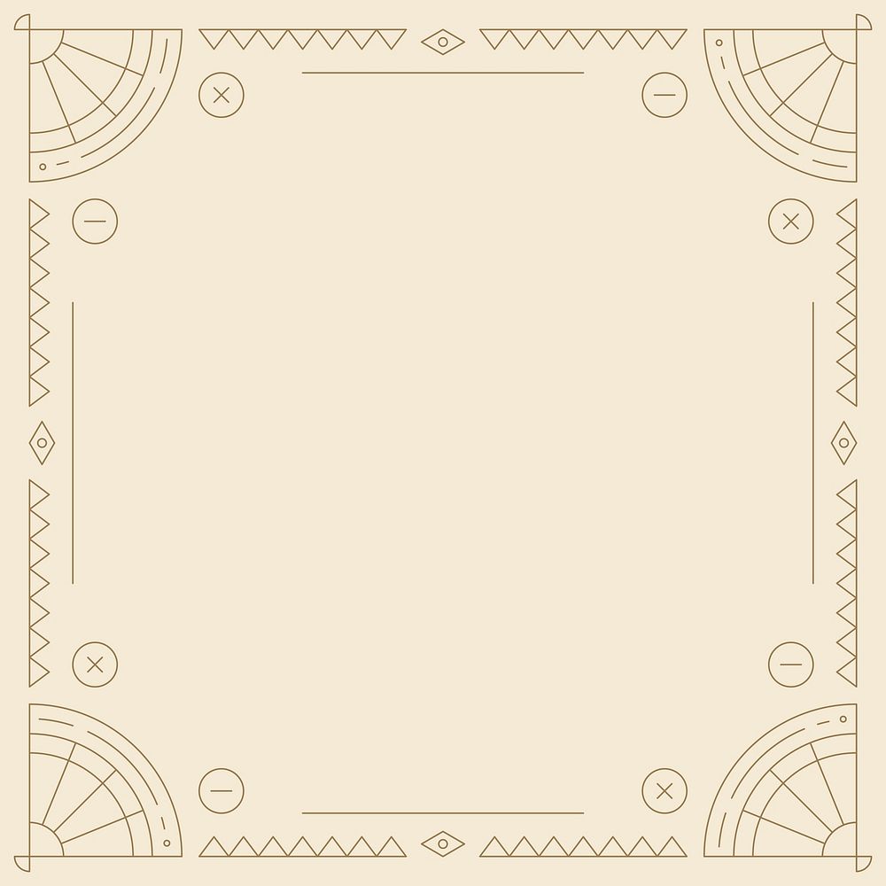 Ethnic geometrical patterned blank beige frame vector