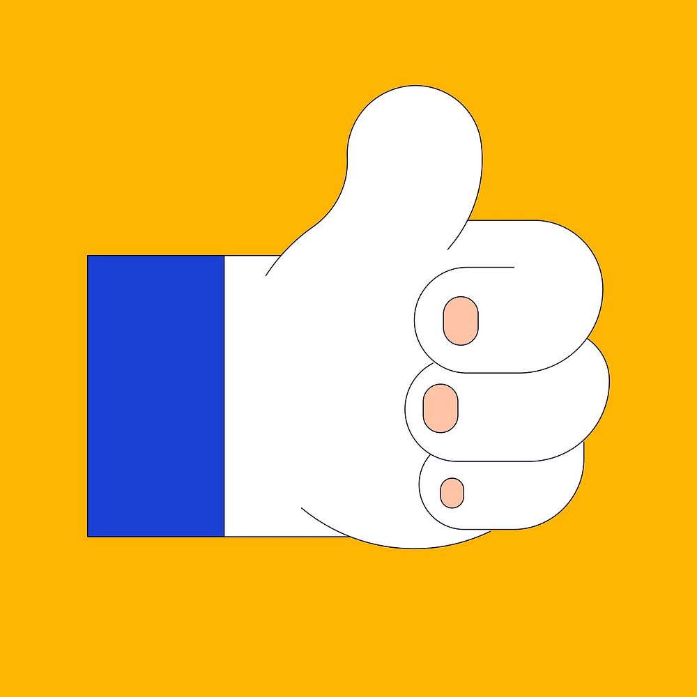 Thumbs up like icon isolated on yellow background vector