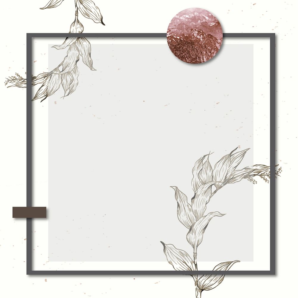 Rectangle frame with an outline leaves decoration on stained background vector