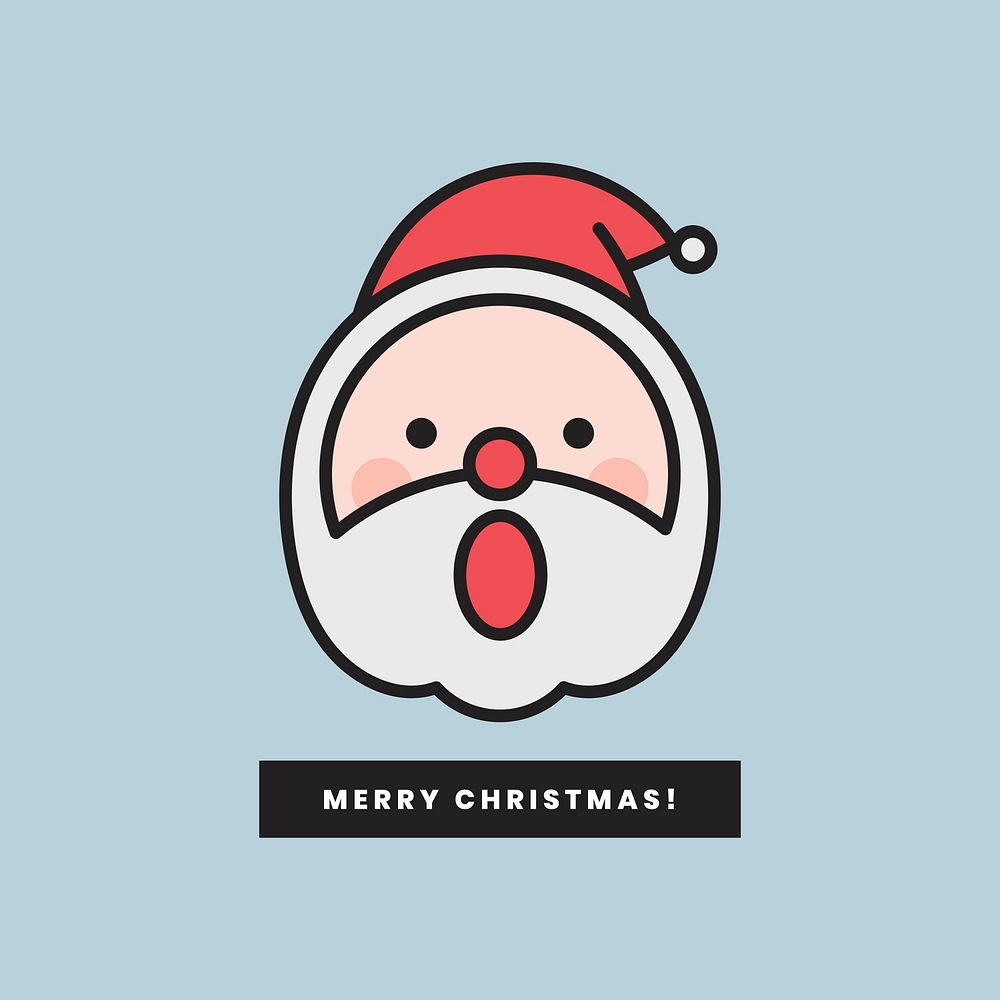 Santa with open mouth emoticon and Merry Christmas sign isolated on blue background vector