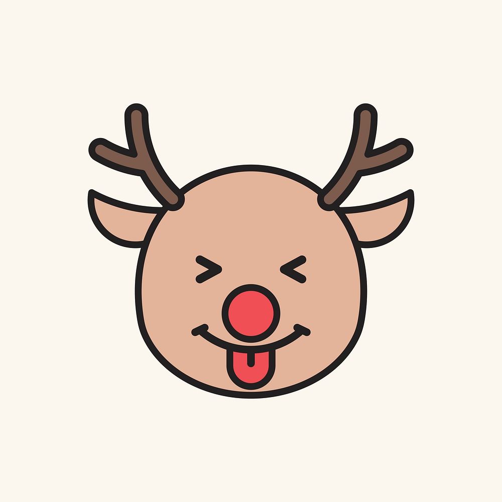 Playful Rudolph reindeer emoticon on beige background vector
