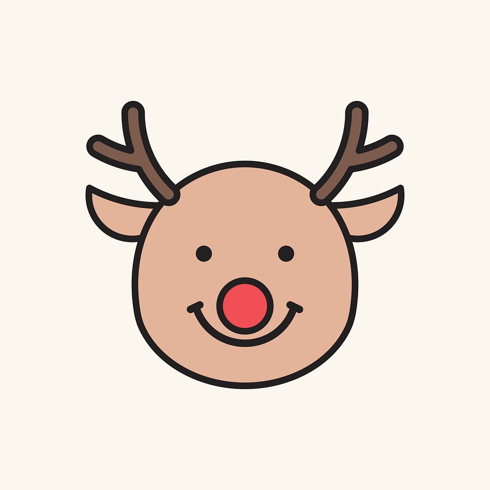 Happy Rudolph reindeer emoticon isolated on beige background vector