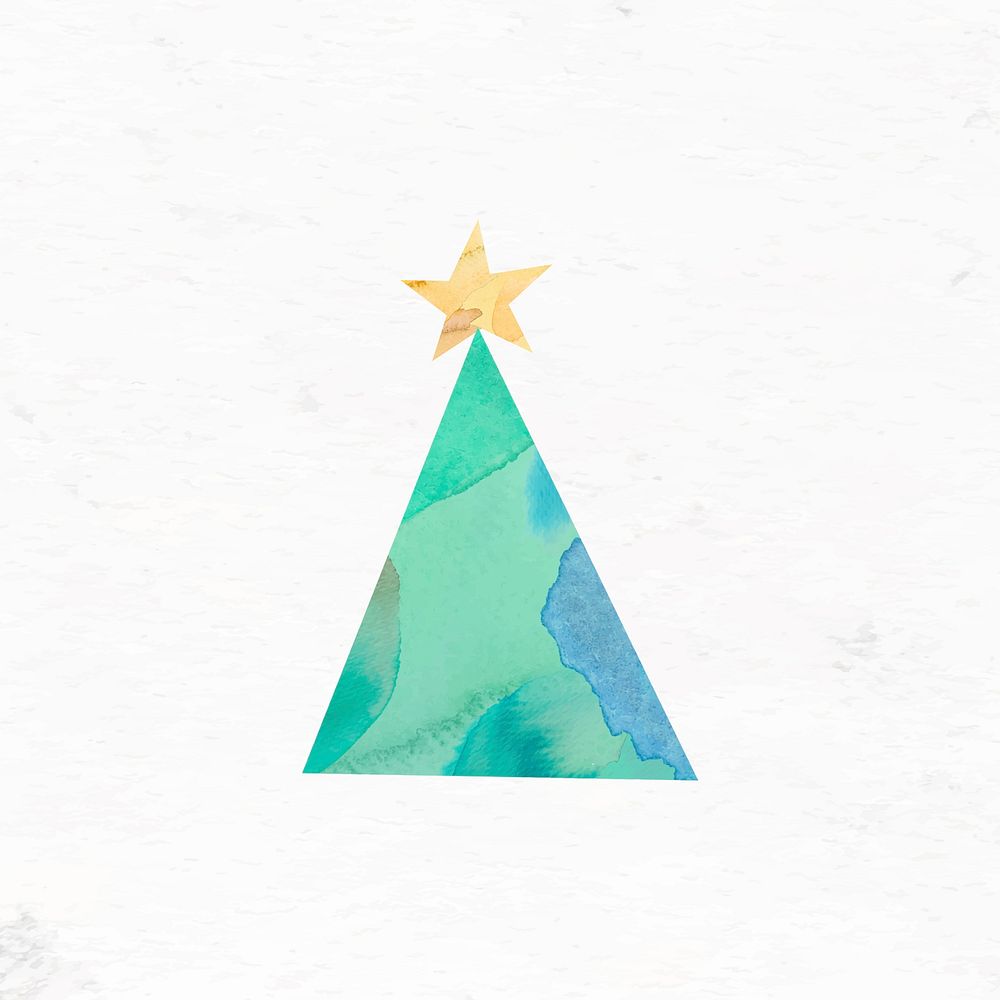 Watercolor Christmas tree element vector