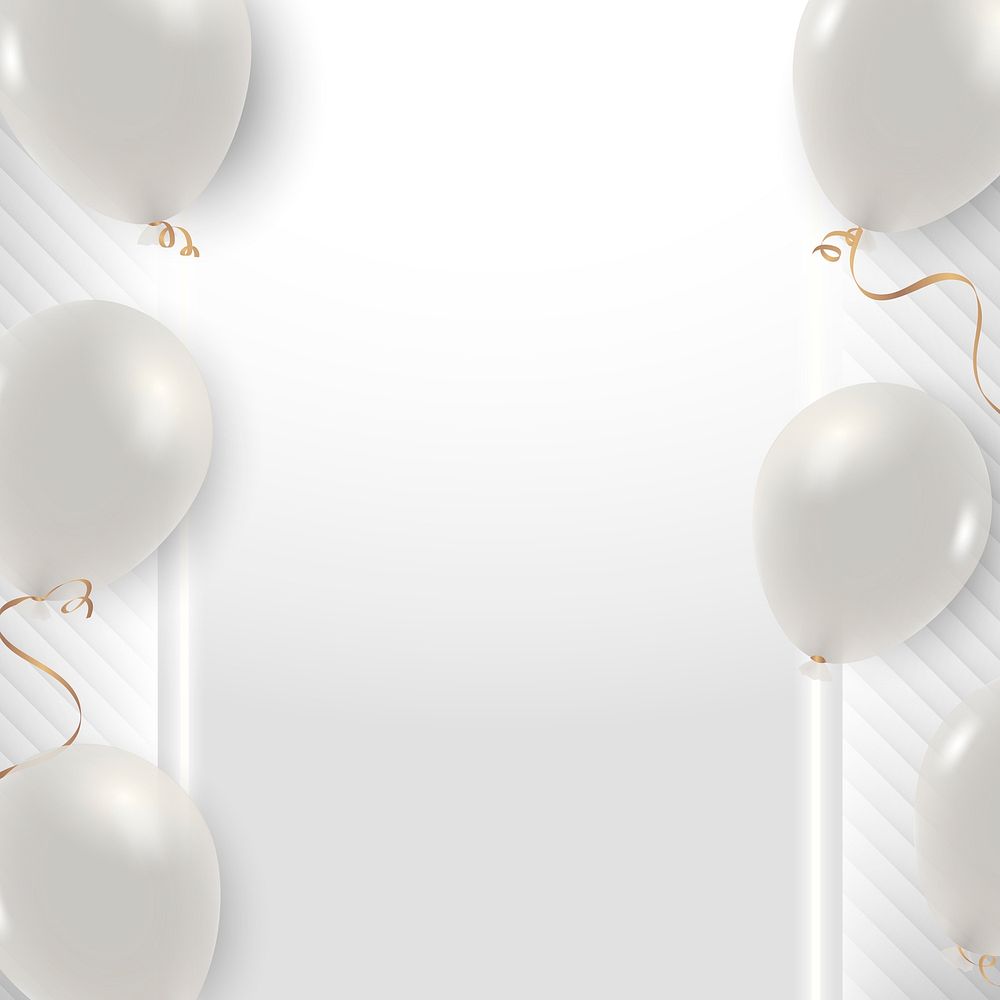 Minimal white balloons psd border frame