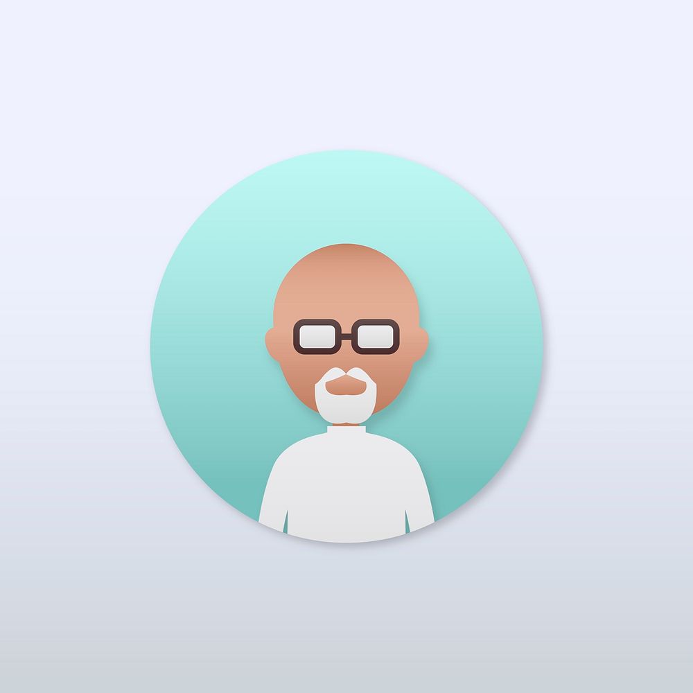 Senior man with white beard avatar illustration